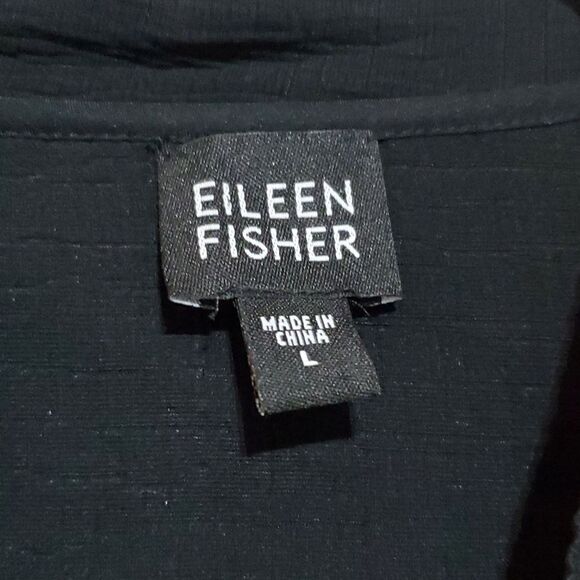 EILEEN FISHER Black Open Front Jacket - Size Large - Picture 6 of 7